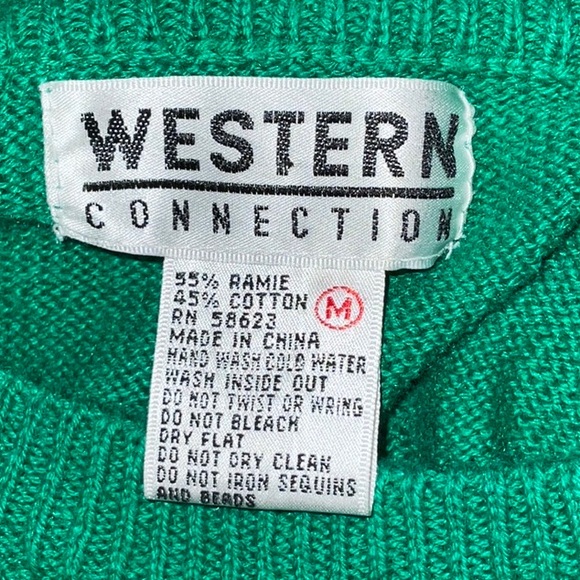 Western Collection Ramie & Cotton Sequined Crew Neck Sweater Medium - Picture 9 of 15